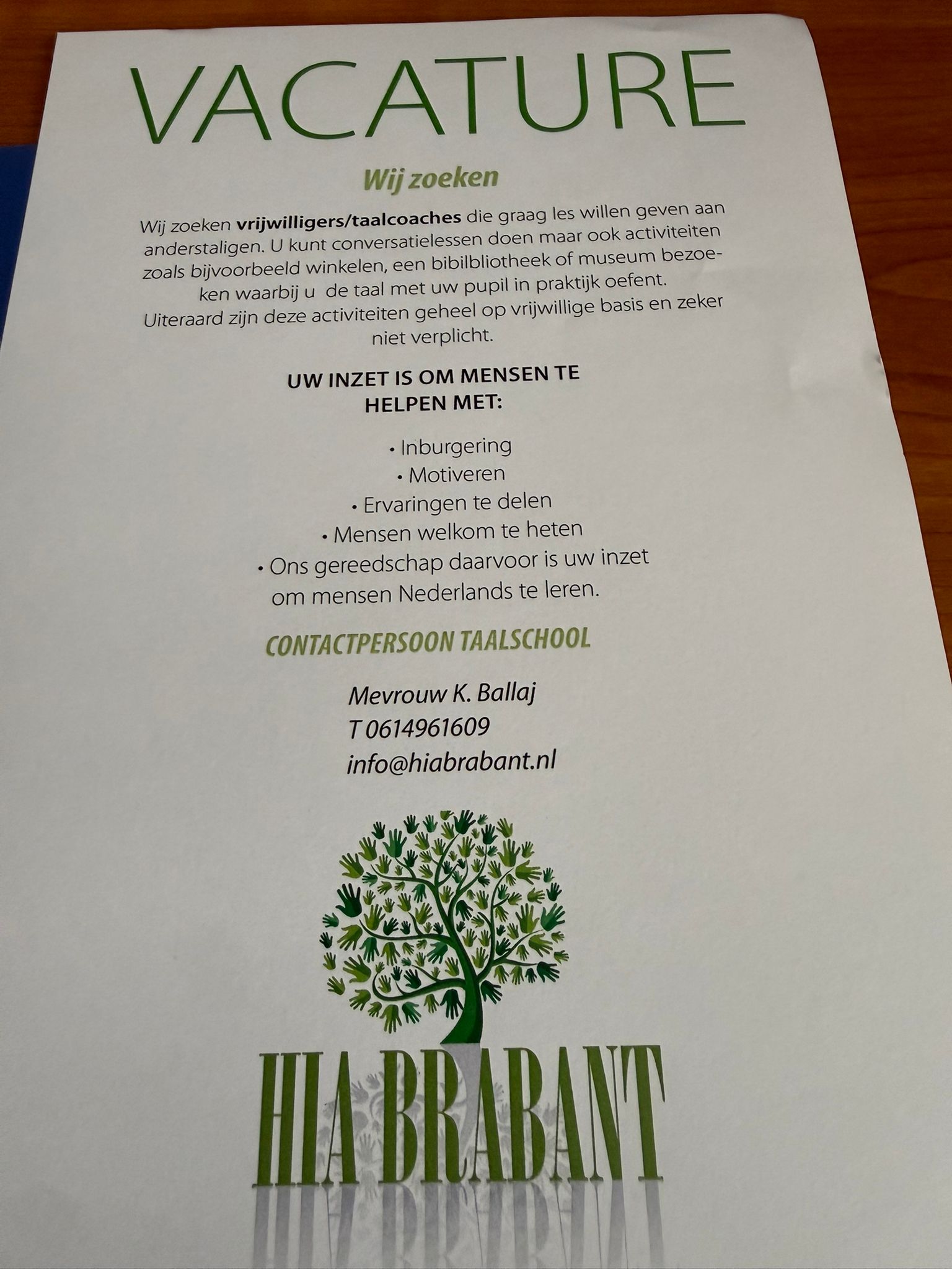 Vacature flyer Hia Brabant
